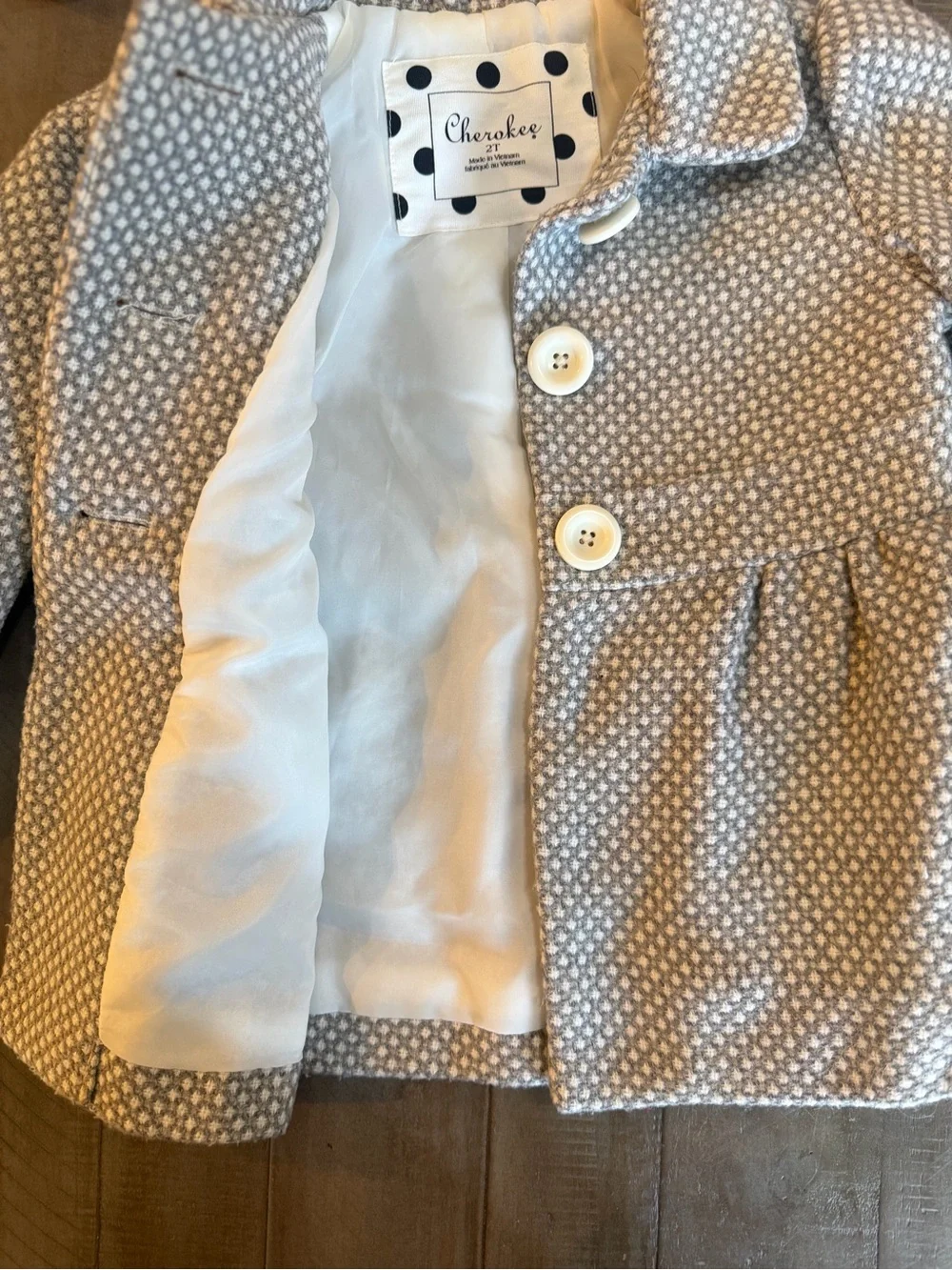 Cherokee Cream Textured Girls' Peacoat